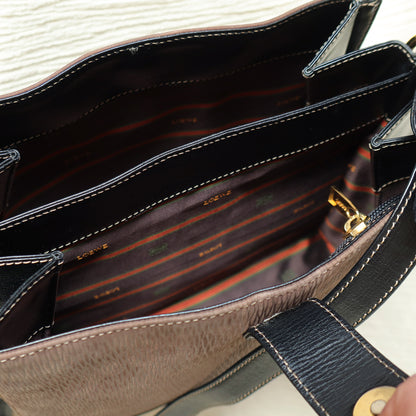 Loewe Vintage Dark Brown Dual Tone Velazquez Leather Anagram Crossbody Bag