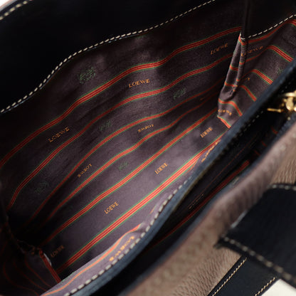 Loewe Vintage Dark Brown Dual Tone Velazquez Leather Anagram Crossbody Bag