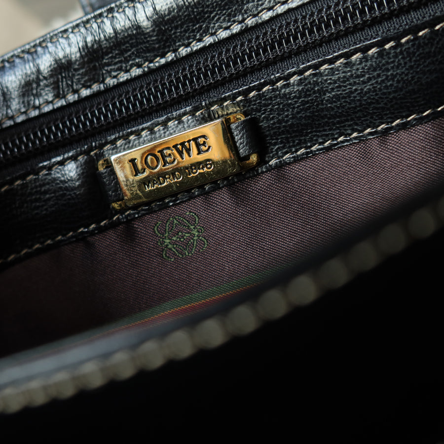 Loewe Vintage Dark Brown Dual Tone Velazquez Leather Anagram Crossbody Bag