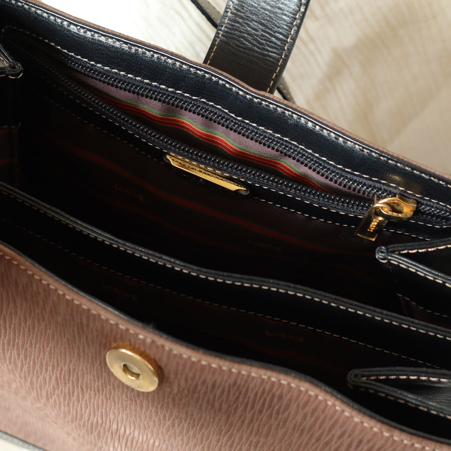 Loewe Vintage Dark Brown Dual Tone Velazquez Leather Anagram Crossbody Bag