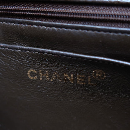 Vintage Chanel Dark Brown Caviar Leather Quilted CC turn lock Shoulder Flap Bag