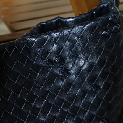 Rare Bottega Veneta Vintage Black Intrecciato knots Ring Strap Shoulder Bag M