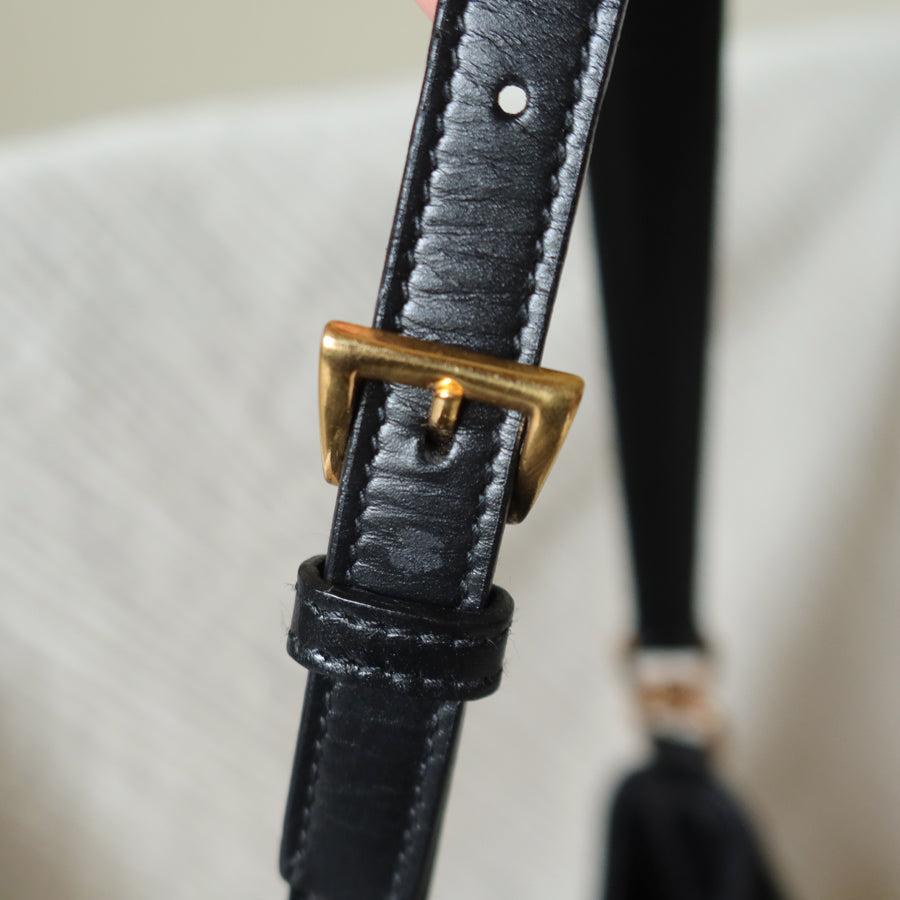 Rare Prada Vintage Black Nylon Tessuto Reversible Rose Gold Turn lock Hobo Bag