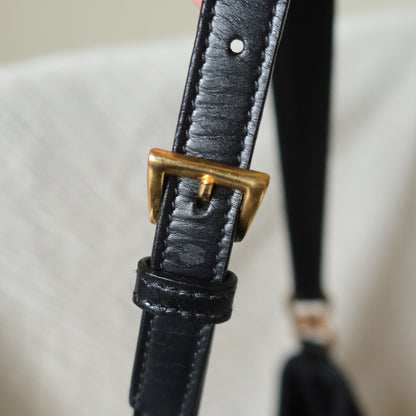 Rare Prada Vintage Black Nylon Tessuto Reversible Rose Gold Turn lock Hobo Bag
