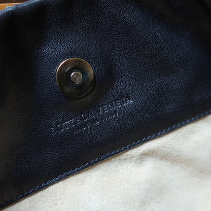 Rare Bottega Veneta Vintage Black Intrecciato knots Ring Strap Shoulder Bag M