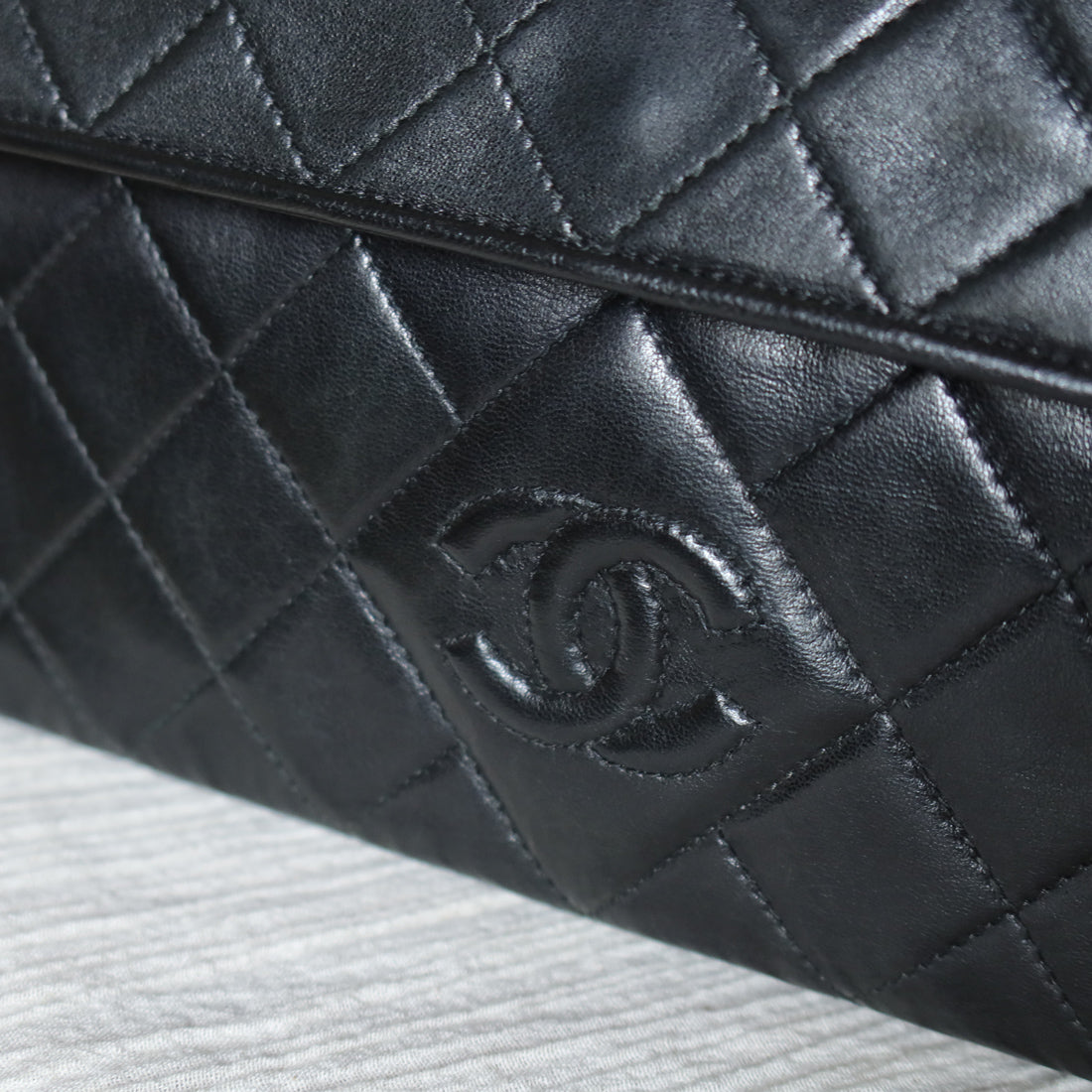 Chanel Vintage Black Lambskin Tassel Quilted CC mark Flap Bag