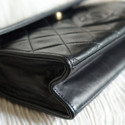 Chanel Vintage Black Lambskin Tassel Quilted CC mark Flap Bag