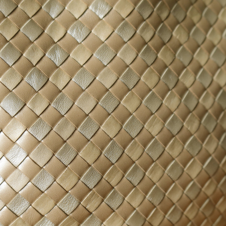 Vintage Bottega Veneta Shimmery Ivory Tri-color Intrecciato 2way Shoulder Bag