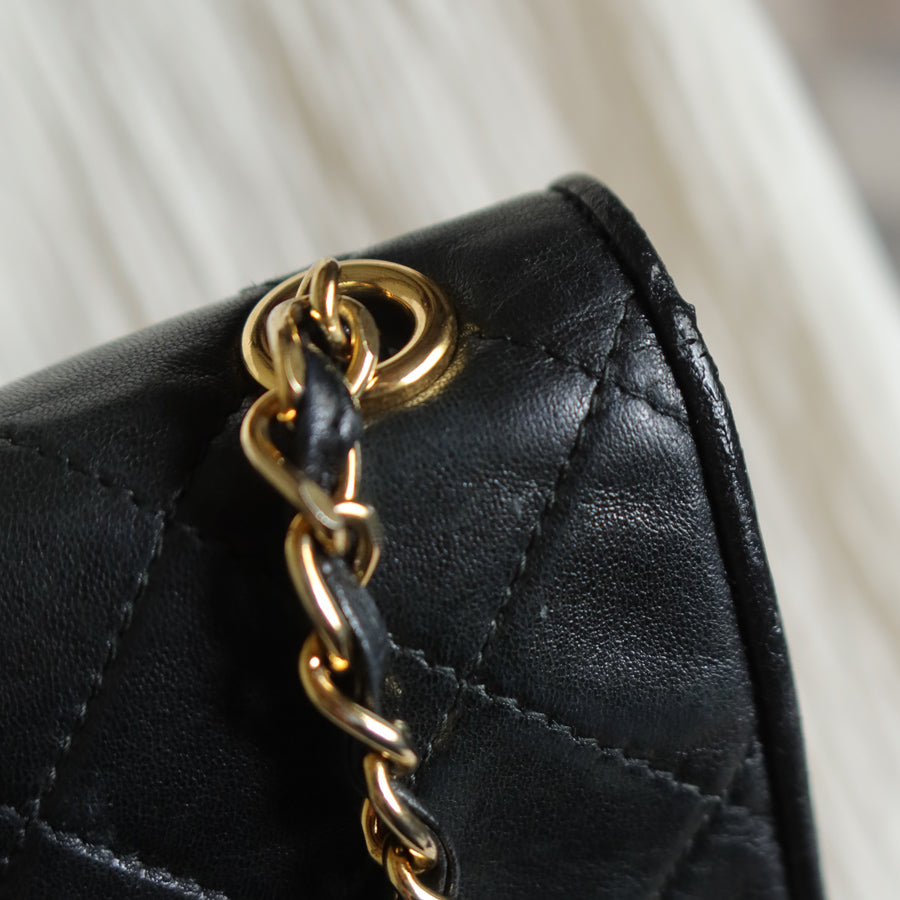 Chanel Vintage Black Lambskin Tassel Quilted CC mark Flap Bag