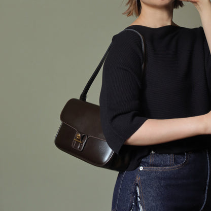 Vintage Hermès 70s Dark Brown Calf Leather Double sided Shoulder Flap Bag