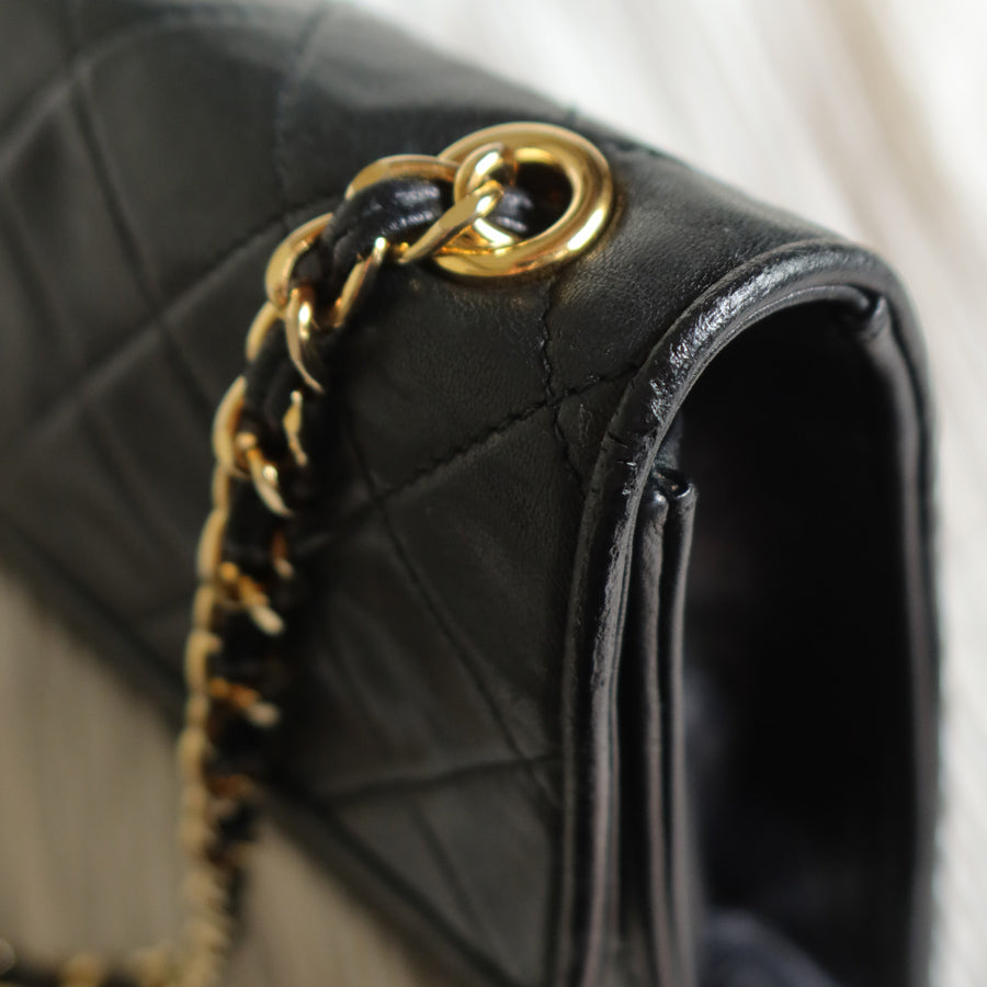 Chanel Vintage Black Lambskin Tassel Quilted CC mark Flap Bag