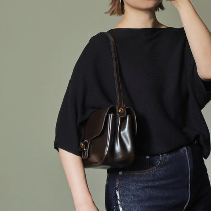Vintage Hermès 70s Dark Brown Calf Leather Double sided Shoulder Flap Bag