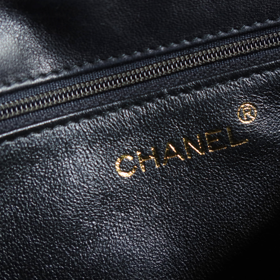Chanel Vintage Black Lambskin Tassel Quilted CC mark Flap Bag