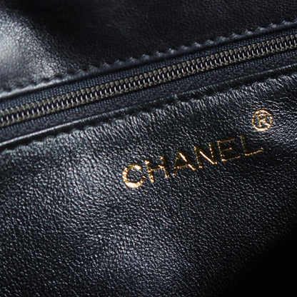 Chanel Vintage Black Lambskin Tassel Quilted CC mark Flap Bag