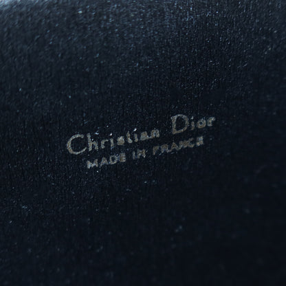 Christian Dior Vintage Black Gold hardware Monogram Kiss lock Clutch Bag