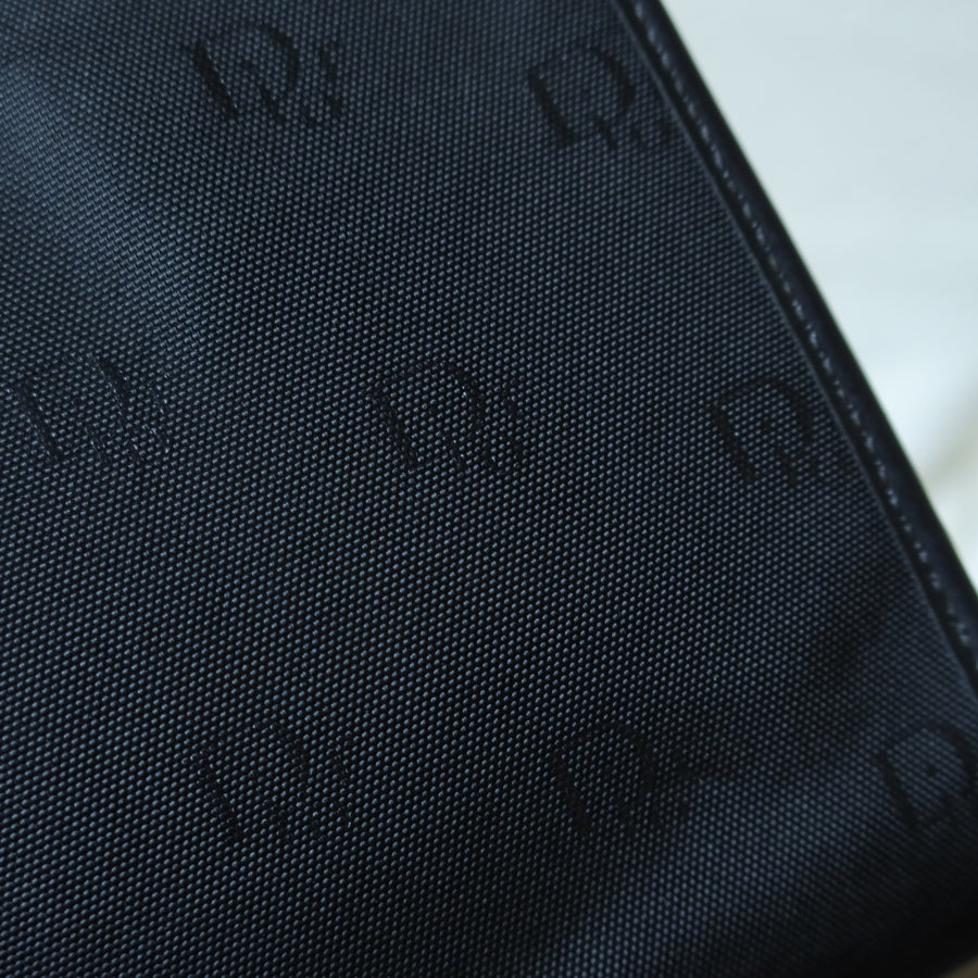Christian Dior Vintage Black Gold hardware Monogram Kiss lock Clutch Bag