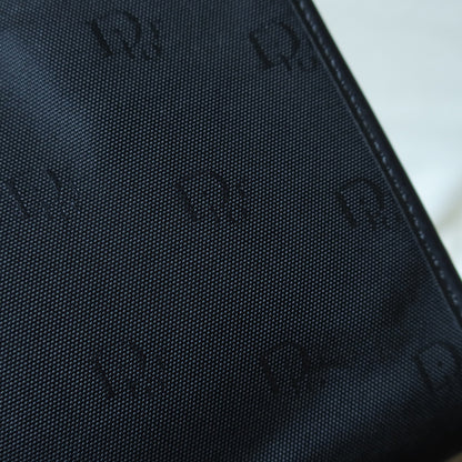 Christian Dior Vintage Black Gold hardware Monogram Kiss lock Clutch Bag