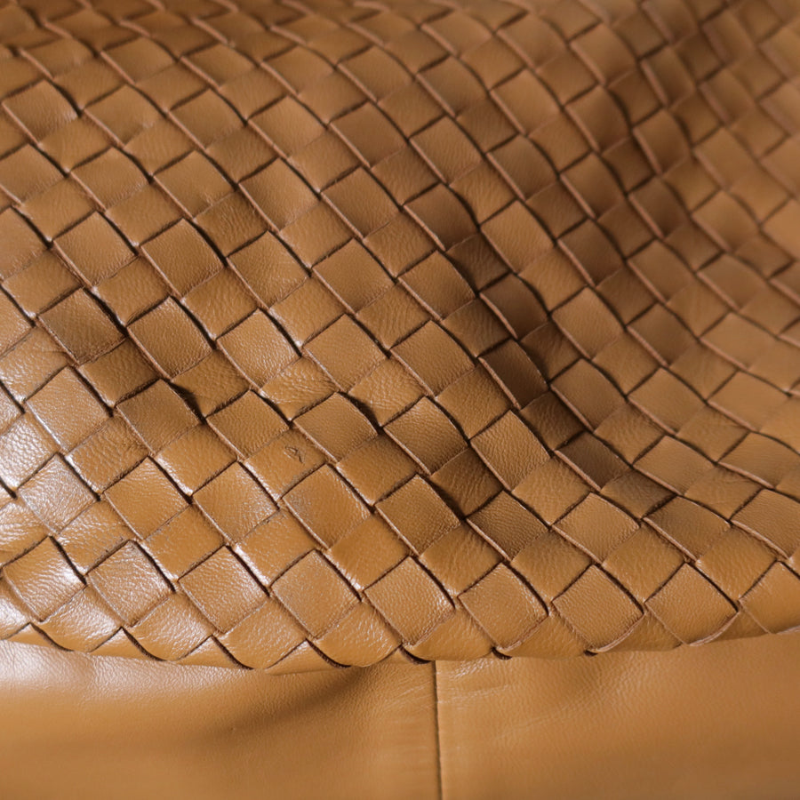Bottega Veneta Vintage Caramel Brown Intrecciato Campana Hobo Shoulder Bag S