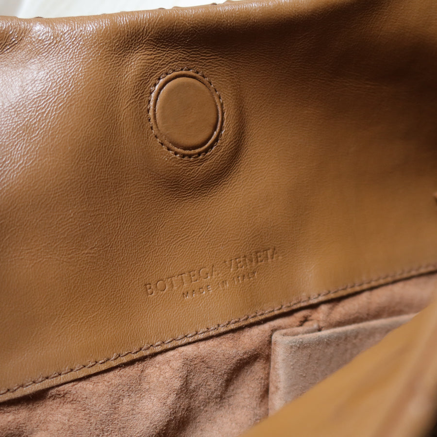 Bottega Veneta Vintage Caramel Brown Intrecciato Campana Hobo Shoulder Bag S