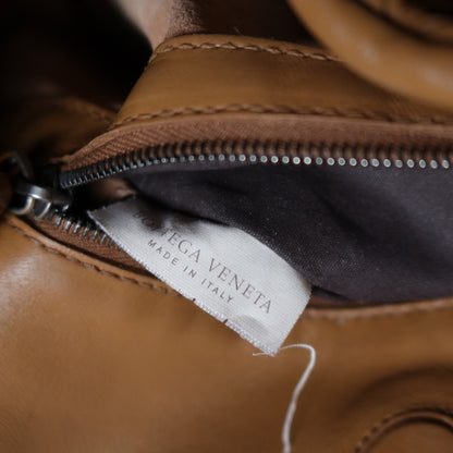 Bottega Veneta Vintage Caramel Brown Intrecciato Campana Hobo Shoulder Bag S