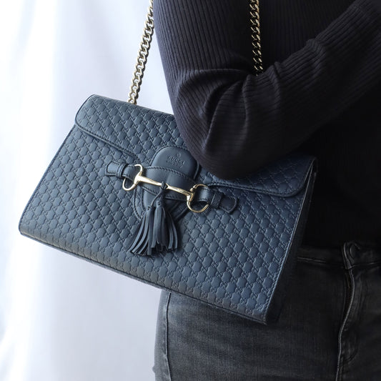 Gucci Pre-loved Monogram Horsebit Chain Strap Shoulder Bag Model photo 2