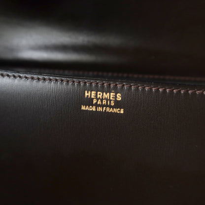 Vintage Hermès 70s Dark Brown Calf Leather Double sided Shoulder Flap Bag