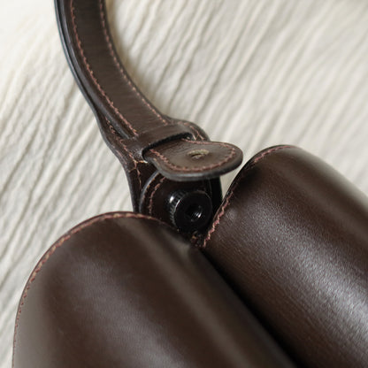 Vintage Hermès 70s Dark Brown Calf Leather Double sided Shoulder Flap Bag