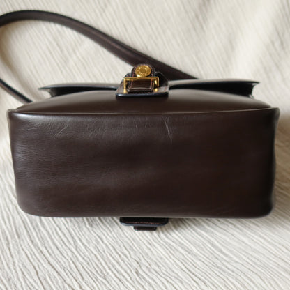 Vintage Hermès 70s Dark Brown Calf Leather Double sided Shoulder Flap Bag
