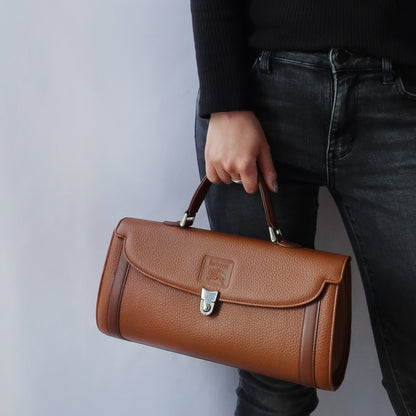 Burberry Vintage Brown Grained Leather Top Handle Bag