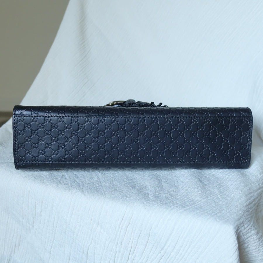 Gucci Vintage Dark Navy GG Guccissima Horsebit Chain Strap Shoulder Bag