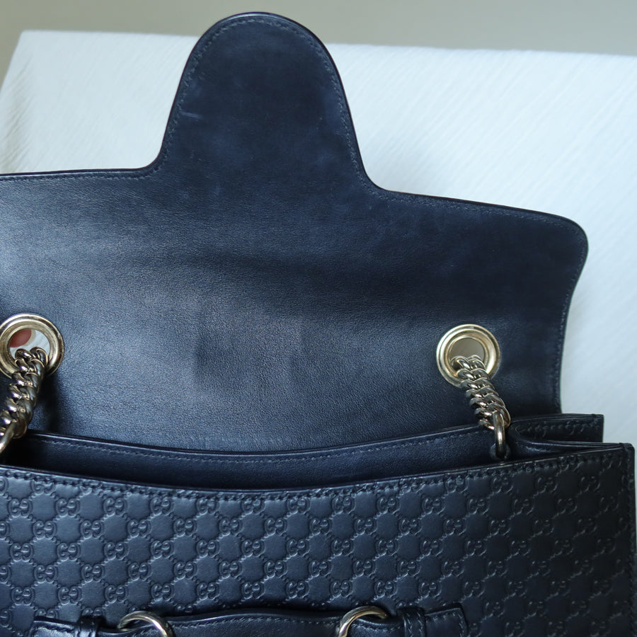 Gucci Vintage Dark Navy GG Guccissima Horsebit Chain Strap Shoulder Bag