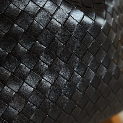 Rare Bottega Veneta Vintage Black Intrecciato Braided Strap Hobo Shoulder Flap Bag