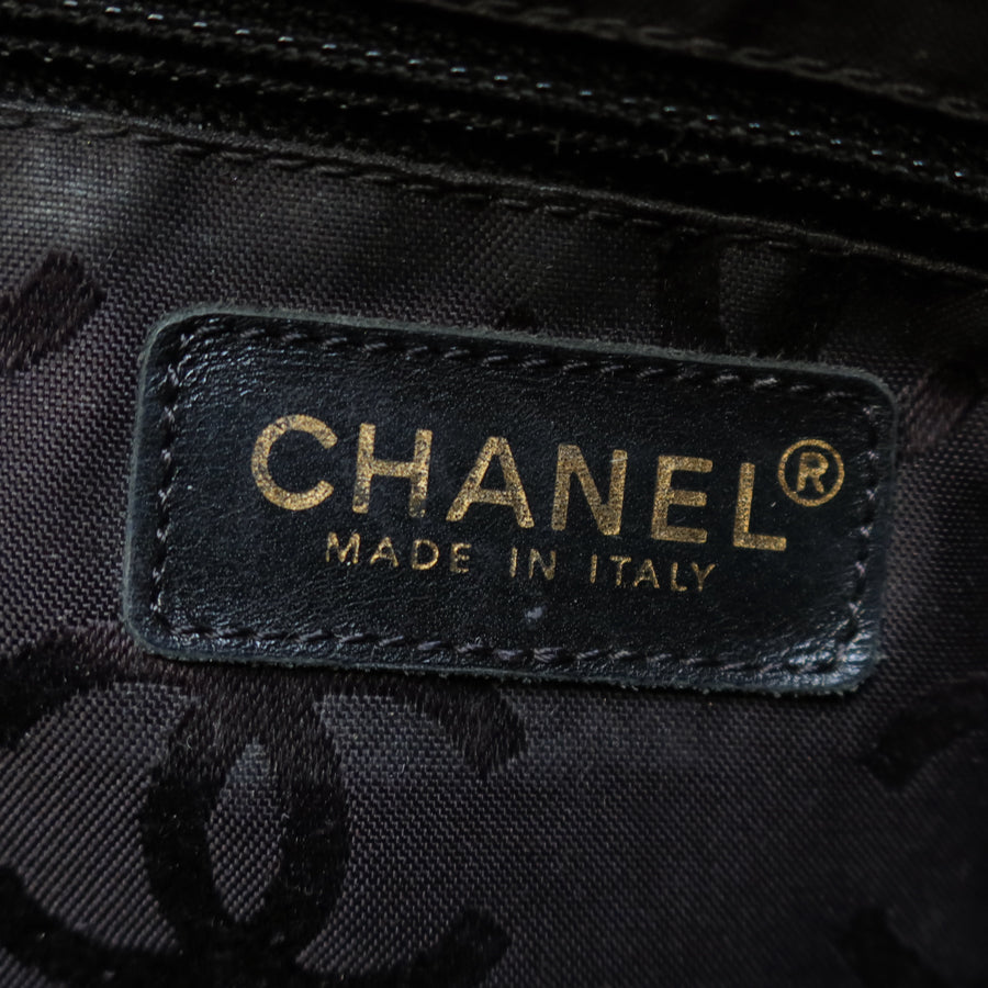 Chanel Vintage Black Caviar Leather CC Mark Charm East west Shoulder Bag