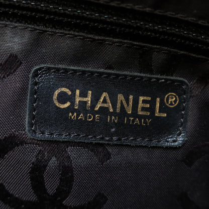 Chanel Vintage Black Caviar Leather CC Mark Charm East west Shoulder Bag