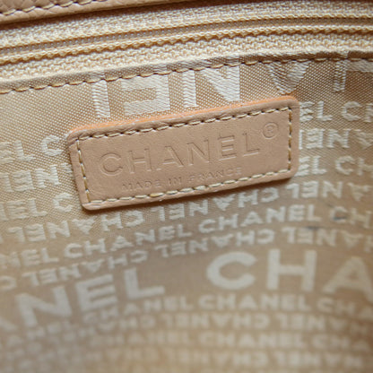 Chanel Vintage Chocolate Bar Stitching Light Salmon Beige Calfskin Leather Shoulder Tote Bag