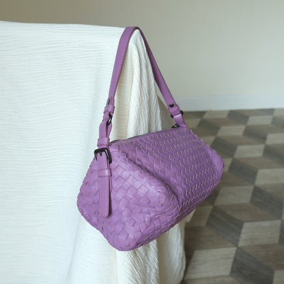 Bottega Veneta Vintage Lilac Purple Intrecciato Leather Rhombus Shoulder Bag