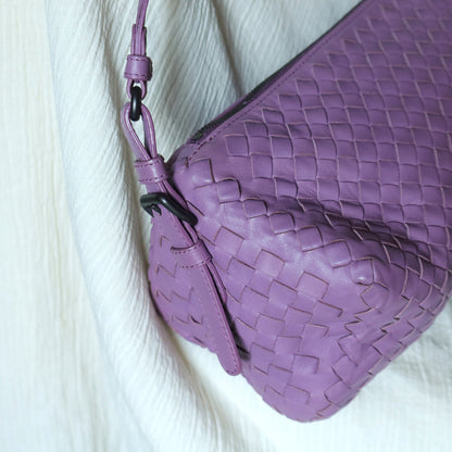 Bottega Veneta Vintage Lilac Purple Intrecciato Leather Rhombus Shoulder Bag