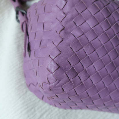 Bottega Veneta Vintage Lilac Purple Intrecciato Leather Rhombus Shoulder Bag