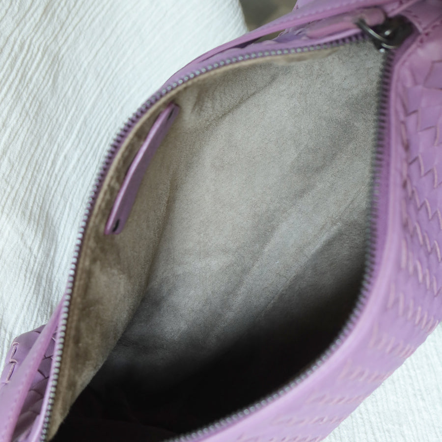 Bottega Veneta Vintage Lilac Purple Intrecciato Leather Rhombus Shoulder Bag