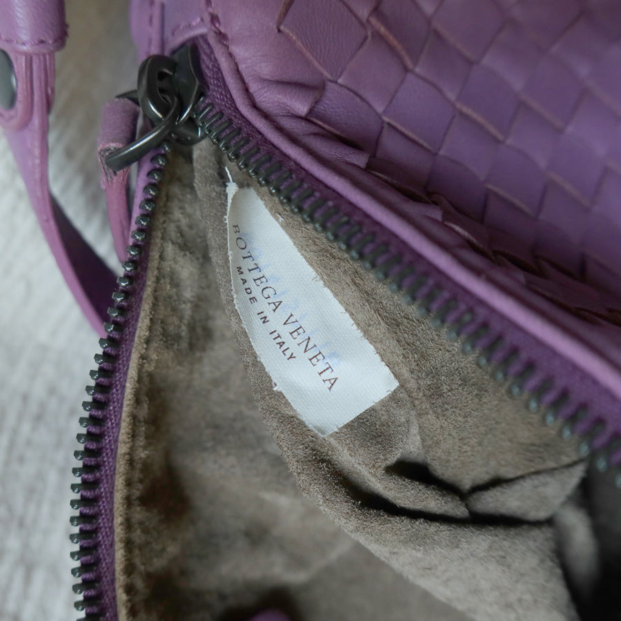 Bottega Veneta Vintage Lilac Purple Intrecciato Leather Rhombus Shoulder Bag