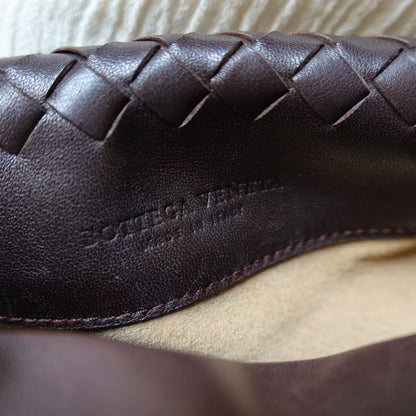 Bottega Veneta Vintage Dark Brown Intrecciato Twisted Strap Double Flap Shoulder Bag S