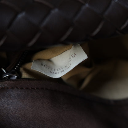 Bottega Veneta Vintage Dark Brown Intrecciato Twisted Strap Double Flap Shoulder Bag S