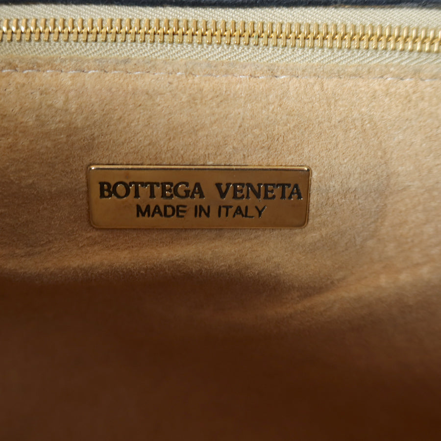 Rare Bottega Veneta Vintage Black Intrecciato Weave Double Braided Strap Trapeze Bag
