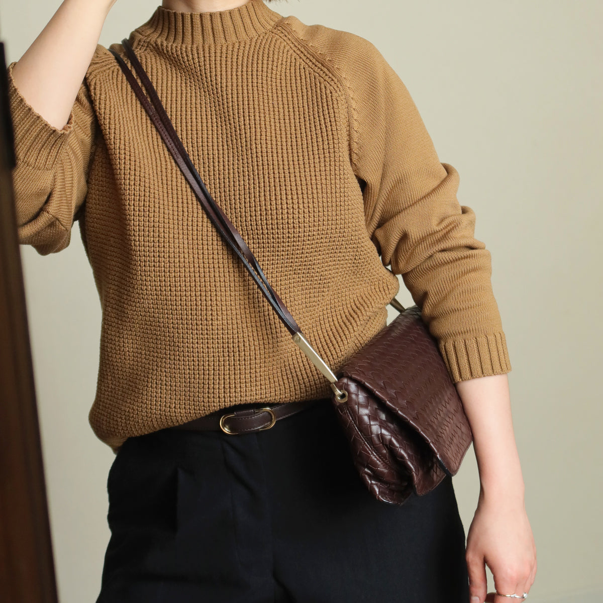 Bottega Veneta Vintage Dark Brown Leather Intrecciato Sardine Crossbody Flap Bag