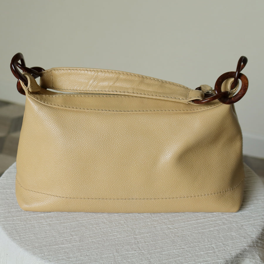 Chanel Vintage Beige Caviar Leather CC Mark Hobo Shoulder Bag