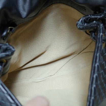 Bottega Veneta Black Nappa Leather Intrecciato Ring Hardware details Hobo Shoulder Flap Bag