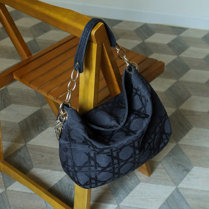 Christian Dior Vintage Black Cannage Dior Charm Shoulder Hobo Bag