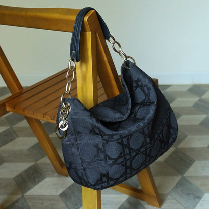 Christian Dior Vintage Black Cannage Dior Charm Shoulder Hobo Bag