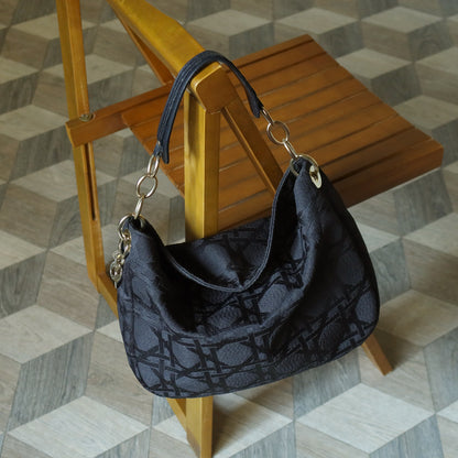 Christian Dior Vintage Black Cannage Dior Charm Shoulder Hobo Bag