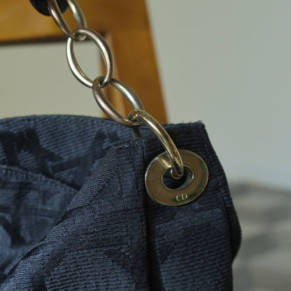 Christian Dior Vintage Black Cannage Dior Charm Shoulder Hobo Bag